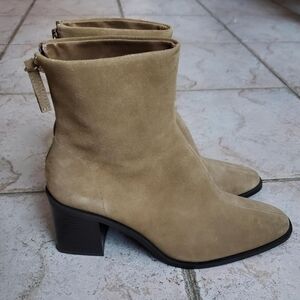 Mango Beige Suede Heeled Boots
